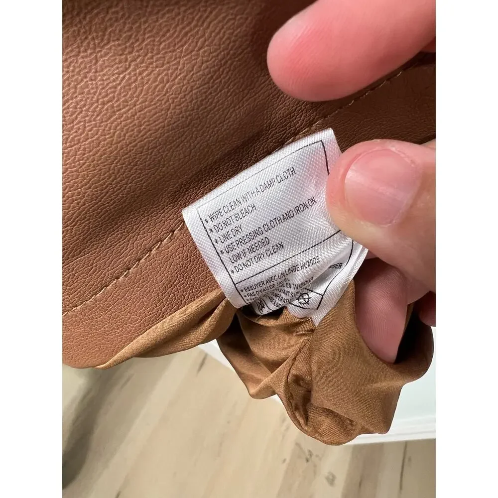 Cupcake & Cashmere Maggie Dress Brown Faux Leather Mini Dress with pockets - Picture 14 of 16